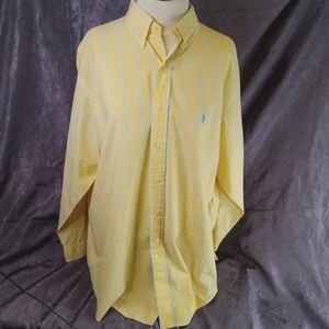 Ralph Lauren classic fit yellow striped dress shirt 16.5 32/33
